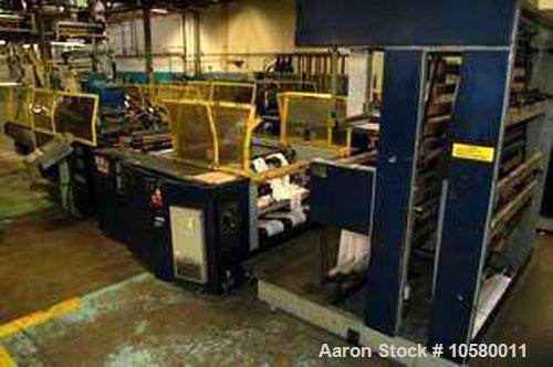 Used-1100mm Elba SA9011HS Poly Bag Machine. Mfg 1999. 45" wide, 2-3 lane, hydraulic unwind stand, edge guide, slitting stand...