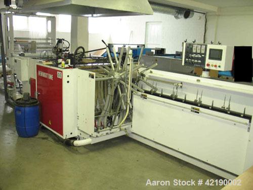 Used Hemingstone HM-800 W+CK Plastic Bag Making Machine, only standard accessories included. EPC controller for round punching 0.55" (14 mm) device and wicket conveyor. Servo motor control for rubber...