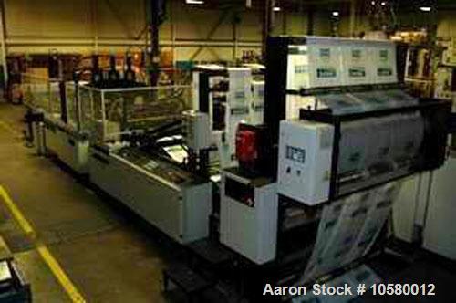 Used 1100mm Lemo IS 1100 3HT/LT Autopack Poly Bag Machine. Mfg 2005. With hydraulic unwind stand, slitting station, post gusseter, hydraulic handle and hole punch, and Auto Packaging system.