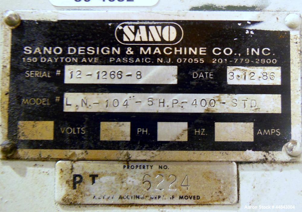Used Sano Design & Machine 104" Tension Roll Stand, Model L.N.-104"-5HP-400-STD