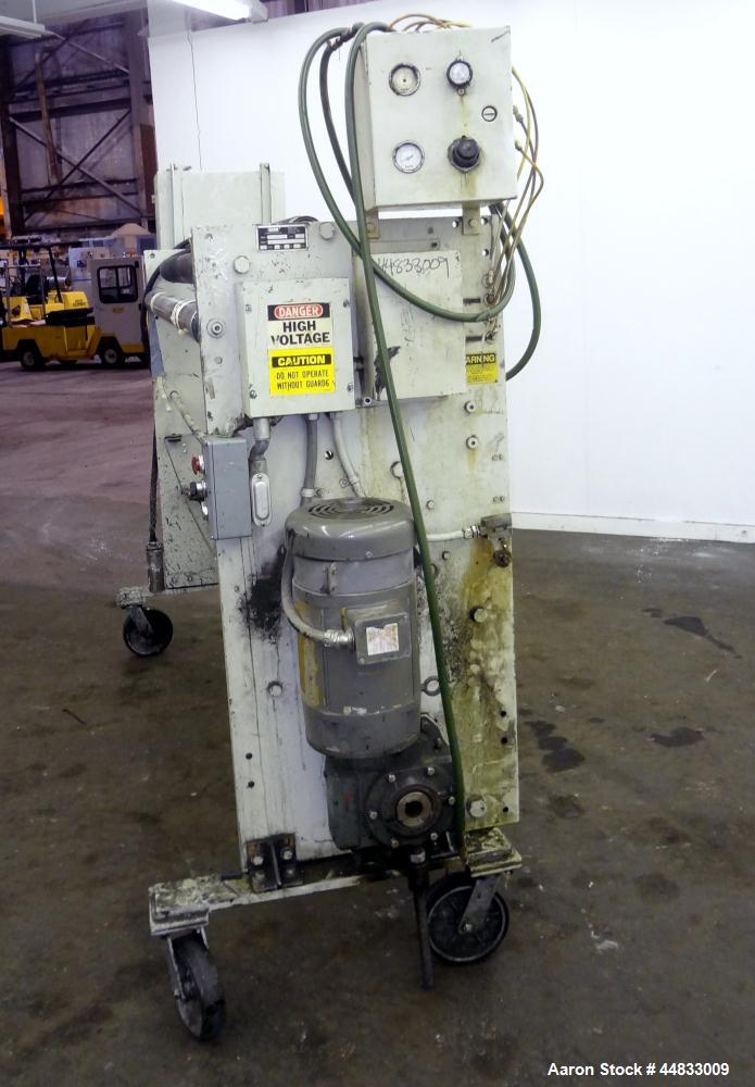 Used Sano 64" Wide Secondary Nip Roll Assembly, Model L.N.-64-270-3HP-STD, Serial# 12-1583-67, Built 1989. Driven by a 3hp, 180 volt, 1760 rpm DC gear motor. Includes a control panel with a Reliance ...