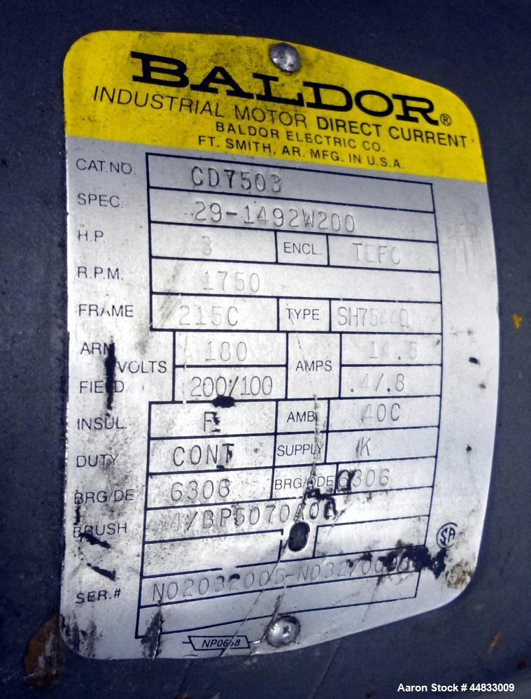 Used Sano 64" Wide Secondary Nip Roll Assembly, Model L.N.-64-270-3HP-STD, Serial# 12-1583-67, Built 1989. Driven by a 3hp, 180 volt, 1760 rpm DC gear motor. Includes a control panel with a Reliance ...