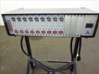 Used Athena Temperature Controller, Model MFL-C-D -12-00-000. 3/50/60 Hertz, supply 208-240 vac, load 50 amp / 21 kva. Includes (9) RMC controllers, and a stand with casters. Serial #0631000716.