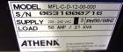 Used Athena Temperature Controller, Model MFL-C-D -12-00-000. 3/50/60 Hertz, supply 208-240 vac, load 50 amp / 21 kva. Includes (9) RMC controllers, and a stand with casters. Serial #0631000716.