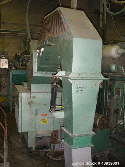 Used Uniloy Model 350R3 6 Head Blow Molder, new 1988. 6 heads are set on 8" centers, has Maaco 8000 programmable control and includes 6 tie bar platen with (2) sections each with 28.5" wide X 16" top...