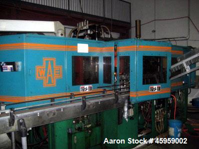 Used Amsler PET Bottle Blow Molding Machine, Model WAE 3. Was Last Running 1 L x 3 Up. 460 Volt/50 Amps plus 380 Volt/50 Amps.