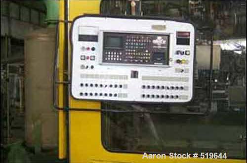 USED: Fischer blow molder, model VK1-6D. Dual heads, double sided,dual parison (150mm centers), 4 cavity, approx range 4 oz to 2 gallon,80mm diameter screw. Complete with reflashing, parison and extr...
