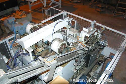 Used: Gerosa 3 re-heat and stretch blow molding machine. Capable of running .250 to 1.50 liter containers with throughputs up to 3000 bottles/hour, for 2 liter throughput up to 2400 bottles/hour, 3 c...