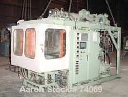Used Hayssen Econoblow Blow Molding Machine, Model 75-S-2500. 5 lb FIFO accumulator head with programmable controls and MOOG parison programming. Also equipped with a part take away device and a bott...