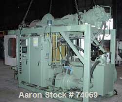 Used Hayssen Econoblow Blow Molding Machine, Model 75-S-2500. 5 lb FIFO accumulator head with programmable controls and MOOG parison programming. Also equipped with a part take away device and a bott...