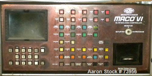 USED: Impco blow molding machine, model B30-R180-DDH. 5 pound total shot. Can be either a double head on 15" centers, or a single head. Controls are Barber Coleman Maco VI. Machine is on a standard b...