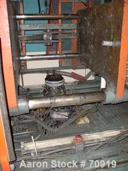 Used Sterling Blow Molding Machine, Model S20 S34 Dual Head, 8 lb shot capacity. Parison diameter is 10", 4-1/2" 24:1 L/D extruder with 150 HP DC drive, 48" x 36" platen size. 10" minimum daylight, 5...