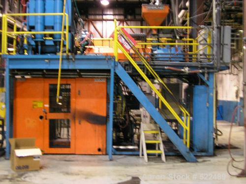 USED: Sterling model SE 20 single 15 pound blow molder. 3.5" diameterextruder with 100 hp drive. 480V/3 ph/60 hz. Die tooling 2" to 12",platen 66" x 36", 48" x 36" clear space. 25 hp hydraulic. Manuf...