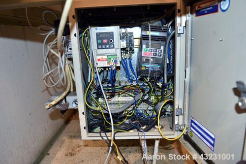 Used Uniloy Milacron Alkam Stretch Blow Molding Machine, Model BM-4. (4) Blow cavities/mould, 130mm distance between cavities. Unit includes an infeed system with a hopper, elevator, orienter, and in...