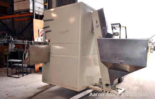 Used Uniloy Milacron Alkam Stretch Blow Molding Machine, Model BM-5. (5) Blow cavities/mould, 105mm distance between cavities. Unit includes an infeed system with a hopper, elevator, orienter, and in...