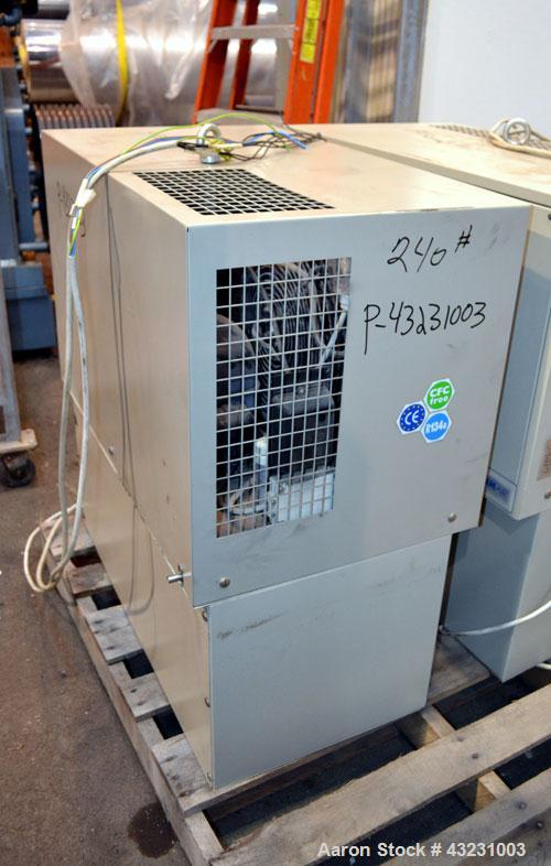 Used Uniloy Milacron Alkam Stretch Blow Molding Machine, Model BM-5. (5) Blow cavities/mould, 105mm distance between cavities. Unit includes an infeed system with a hopper, elevator, orienter, and in...