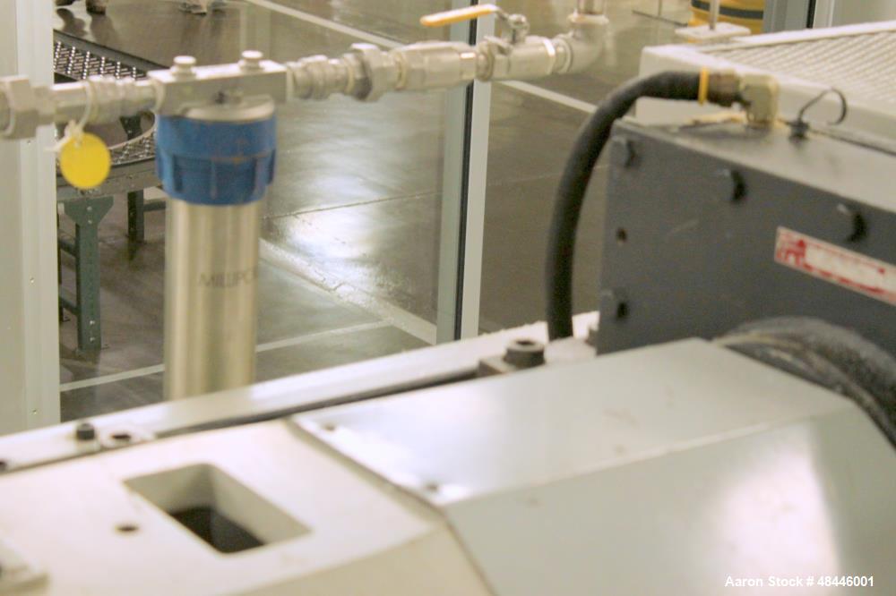 Used Uniloy Reciprocating Screw Intermittent Extrusion Blow Molding Machine, Model R2000.  80mm diameter reciprocating screw extruder, 24:1 L/D, 60 hp drive, Siemens AC variable drive with Siemens dr...