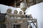 Used Hayssen Econoblow Blow Molding Machine, Model 75-S-2500. 5 lb FIFO accumulator head with programmable controls and MOOG parison programming. Also equipped with a part take away device and a bott...