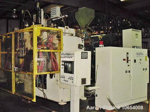 Used Fischer Blow Molding Machine, Model FHB-106-2.  Dual shuttle, many heads to choose from.  Maco 100 point Parison programming, 80 mm, 24:1 extruder.  Maco 8000 machine controls, 60 hp DC drive mo...