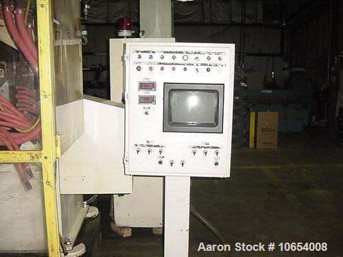 Used Fischer Blow Molding Machine, Model FHB-106-2.  Dual shuttle, many heads to choose from.  Maco 100 point Parison programming, 80 mm, 24:1 extruder.  Maco 8000 machine controls, 60 hp DC drive mo...