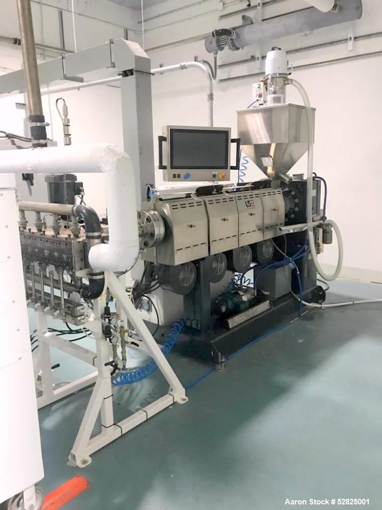 Used Southern Costal Machinery, LLC 24" Melt Blown Line. Production capacity approximately 36 kg (79.3 lbs)/ hour at nominal throughput of 0.5 ghm. Line consists of: Pneumatic pellet loader; 40 kg ho...