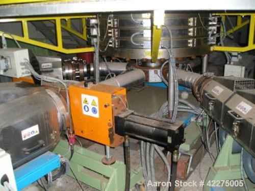 Used Bandera 3 Layer Blown Film Co-Extrusion Plant for production of agri-film up to 29.53" (9000 mm). Comprised of (1) Bandera T.R. 100 extruder; (2) Bandera T.R.65 extruders; (1) Oildynamic screen ...