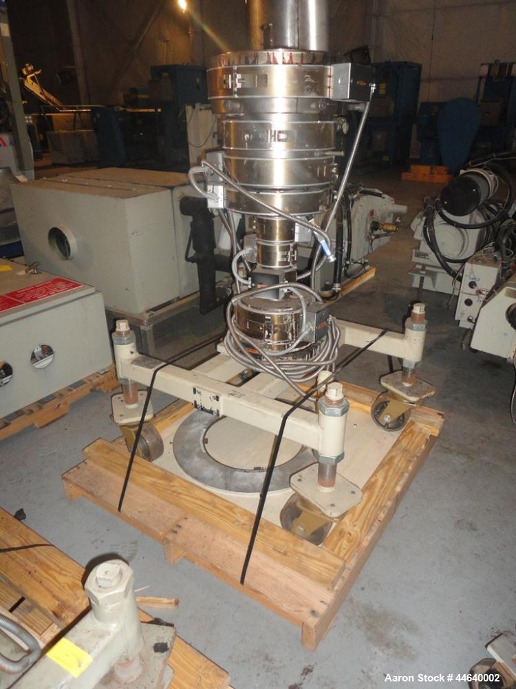 Used Battenfeld Three Layer Blown Film Line consisting of the following: 2" Battenfeld extruder, 30:1 L/D, electrically heated, water cooled, feed hopper with 50 hp DC motor with SCR controller, 2" B...