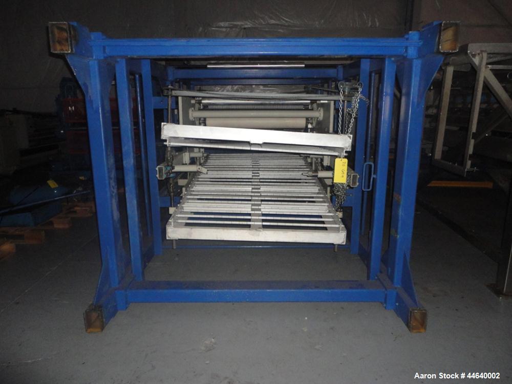Used Battenfeld Three Layer Blown Film Line consisting of the following: 2" Battenfeld extruder, 30:1 L/D, electrically heated, water cooled, feed hopper with 50 hp DC motor with SCR controller, 2" B...