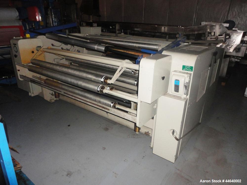 Used Battenfeld Three Layer Blown Film Line consisting of the following: 2" Battenfeld extruder, 30:1 L/D, electrically heated, water cooled, feed hopper with 50 hp DC motor with SCR controller, 2" B...