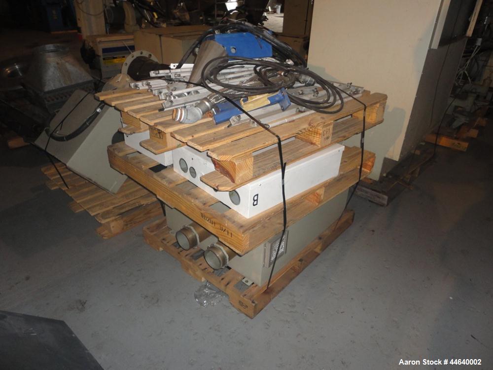 Used Battenfeld Three Layer Blown Film Line consisting of the following: 2" Battenfeld extruder, 30:1 L/D, electrically heated, water cooled, feed hopper with 50 hp DC motor with SCR controller, 2" B...