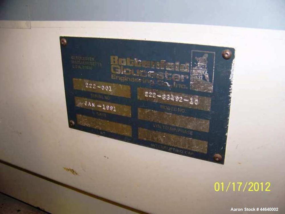 Used Battenfeld Three Layer Blown Film Line consisting of the following: 2" Battenfeld extruder, 30:1 L/D, electrically heated, water cooled, feed hopper with 50 hp DC motor with SCR controller, 2" B...