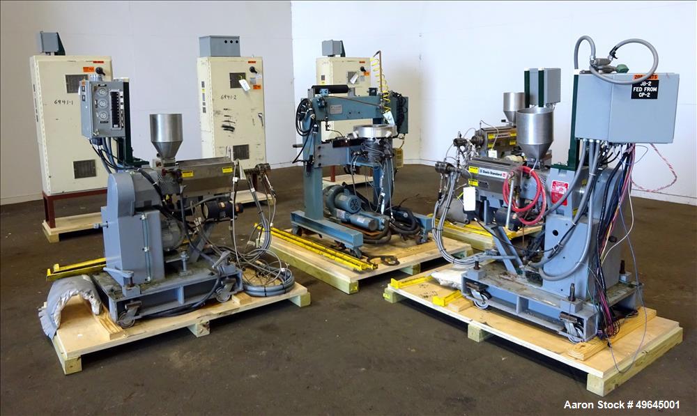 Used- 3-Layer Davis Standard Co-Extrusion Blown Film Lab Line.