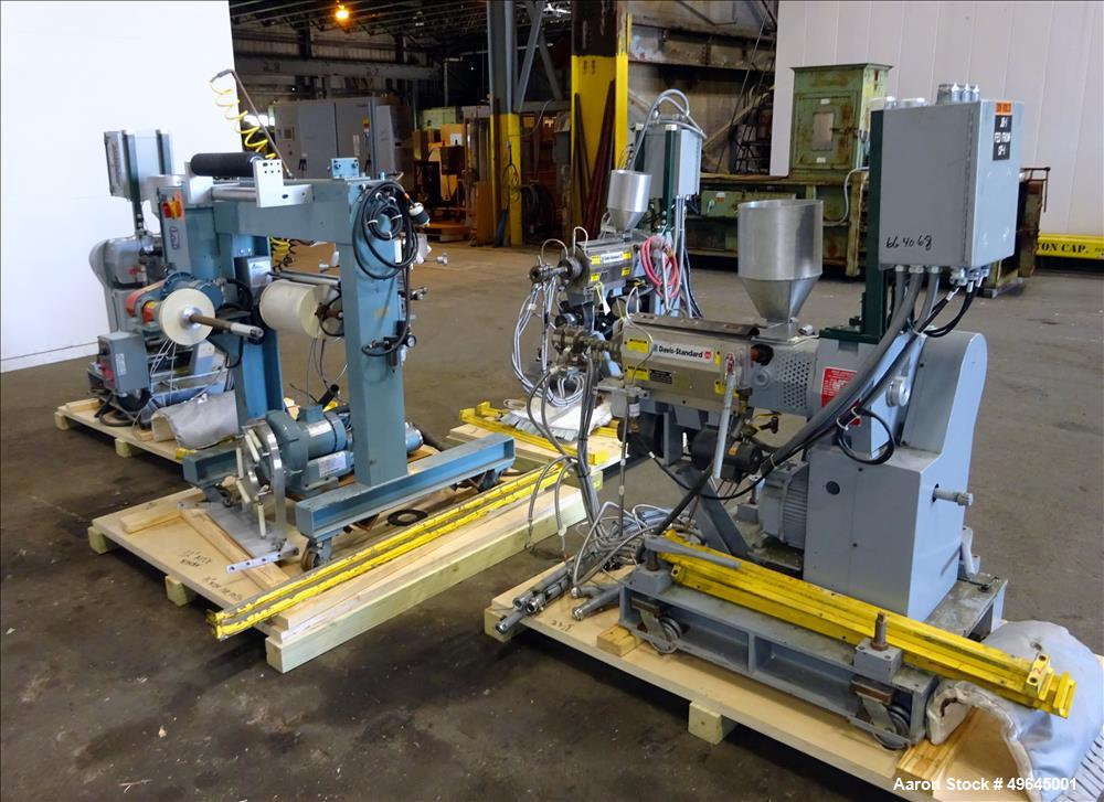 Used- 3-Layer Davis Standard Co-Extrusion Blown Film Lab Line.