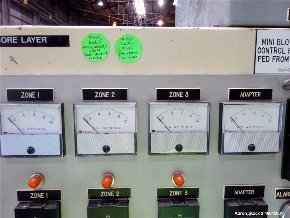 Used 3-Layer Davis Standard Co-Extrusion Blown Film Lab Line.