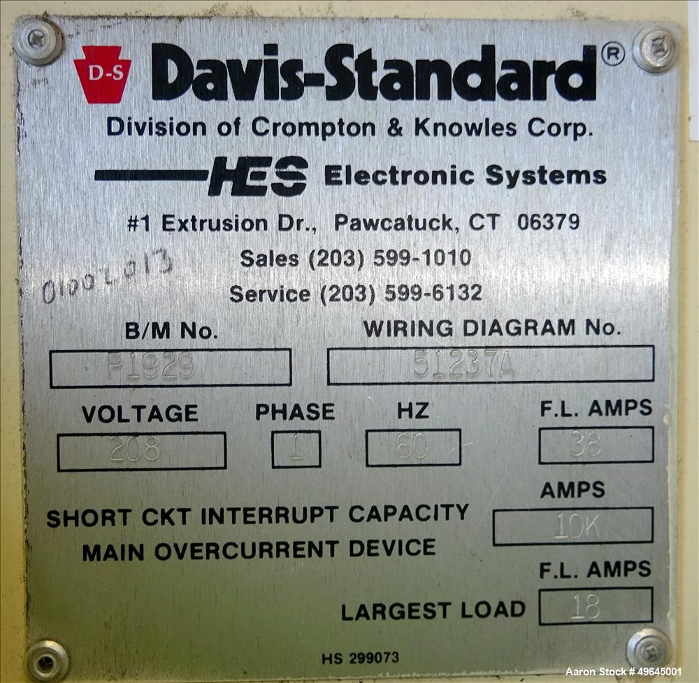 Used- 3-Layer Davis Standard Co-Extrusion Blown Film Lab Line.