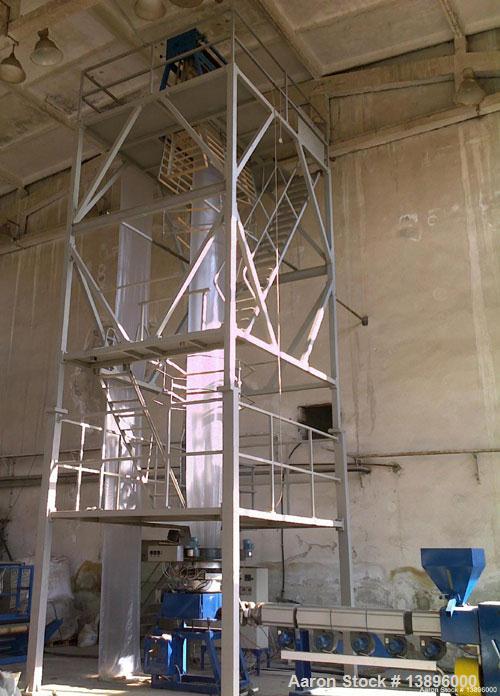 Used Blown Film Extrusion Line comprised of:  (1) Extruder for LDPE, built 2004, 53.3 hp/40 kW, diameter 3.54" (90 mm), L/D 25, 5 heating zones with separate cooling and adjustment, thermal control, ...