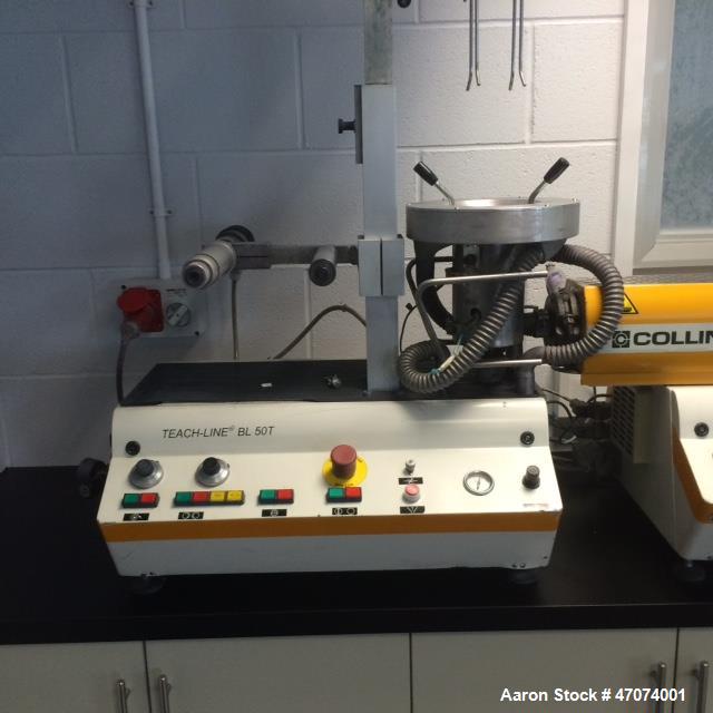 Used Dr. Colling lab size blown film line consisting of: (1) Dr. Collin lab size twin screw extruder, type Teach line E20T, 20:1 L/D. 0-160 RPM Screw speed. Electrically heated, air cooled. Driven by...