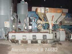 USED: GEC 144" blown film line consisting of: 4.5" GEC extruder, model244-001, S/N 244-1522-01, 24:1 L/D, 150 hp motor, with Safetronicsdrive, 11 zone control cabinet, 4 controllers missing, hydrauli...