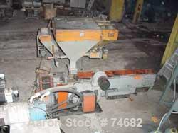 USED: GEC 144" blown film line consisting of: 4.5" GEC extruder, model244-001, S/N 244-1522-01, 24:1 L/D, 150 hp motor, with Safetronicsdrive, 11 zone control cabinet, 4 controllers missing, hydrauli...