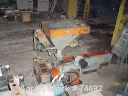 USED: GEC 144" blown film line consisting of: 4.5" GEC extruder, model244-001, S/N 244-1522-01, 24:1 L/D, 150 hp motor, with Safetronicsdrive, 11 zone control cabinet, 4 controllers missing, hydrauli...