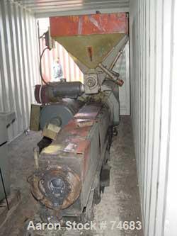 USED: GEC 144" blown film line consisting of: 4.5" GEX extruder, model244-001, S/N 244-1522-01, 24:1 L/D, 150 hp motor, with drive, 11 zonecontrol cabinet, Ogden controllers, 4.5" hydraulic screen ch...