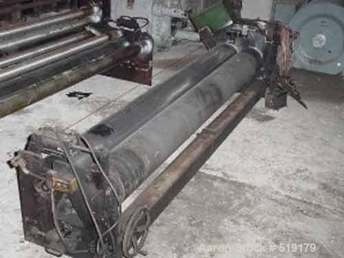 USED: Gloucester blown film extrusion line. 6" Gloucester air cooled extruder, 24:1 L/D ratio hopper, model 276001, 400 hp motor, Safetronics drive, 6" hydraulic screen changer with power pack, 13 zo...