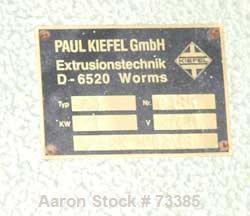USED: Keifel Extrusion lab blown film line consisting of: Compex extruder 40.3 with 15 kw AC variable speed drive, electric heat, water cooled barrel, large area screen changer, automatic granule fee...