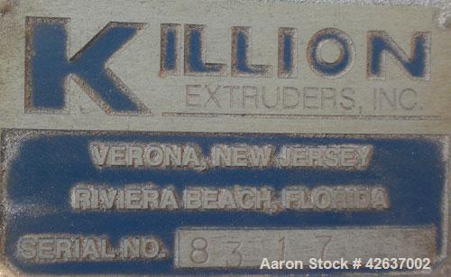 Used Killion 15’’ Wide Blown Film Tower consisting of: (1) Single turret winder, driven by a 1/4 HP, 90 Volt, 1725 RPM motor with a speed controller, (1) set of 15’’ long slats, (1) nip station with ...