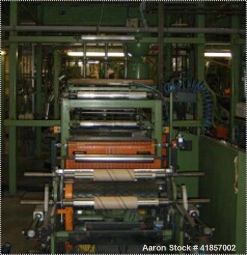 Used Kuhne Blown Film Plant. Extruder KD 1.3" (35 mm) diameter x 20 D, main motor drive power 14.4 hp (19.2 kW), capacity 66 lbs/hr, film thickness 0.0006" - 0.0031" (15 to 80 um), corona treatment, ...