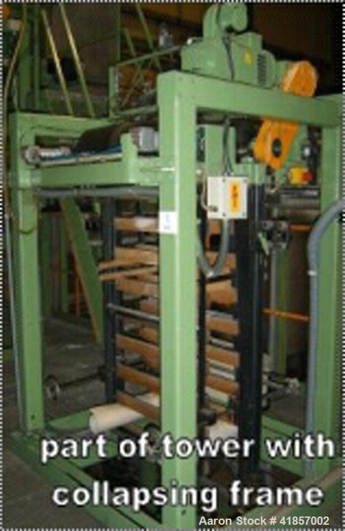 Used Kuhne Blown Film Plant. Extruder KD 1.3" (35 mm) diameter x 20 D, main motor drive power 14.4 hp (19.2 kW), capacity 66 lbs/hr, film thickness 0.0006" - 0.0031" (15 to 80 um), corona treatment, ...