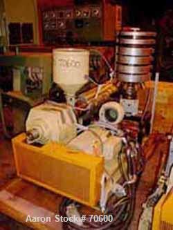 USED: Blown film line consisting of: (1) Kuhne type K45-24D 48mm(1.88") single screw extruder, approx 24:1 L/D ratio, electricallyheated, air cooled. Water cooled feed throat with hopper. Driven bya ...