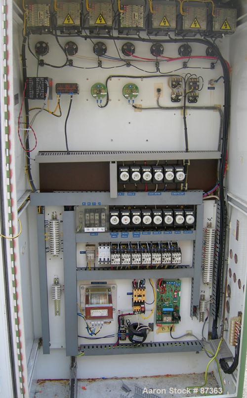 USED: MPM film extrusion system consisting of (1) MPM single screw extruder, 1-1/2" diameter screw. 3-1/4" x 3" feed opening with hopper. Gneub manually operated screen changer, driven by a 10 hp, 3/...