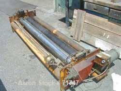 USED: 74" primary nip with 5.5" diameter air actuated nip rolls.Complete with motor and gearbox. Also includes 74" wide wooden style collapsing frames.