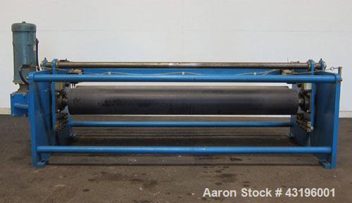 Used Nip Roll Assembly Consisting Of: (1) 10" Diameter x 84" long stationary metal roll, driven by a 3hp, 180 volt, 1750 rpm DC gear motor, ratio 15 to 1, (1) 10" diameter x 84" wide pneumatically ad...